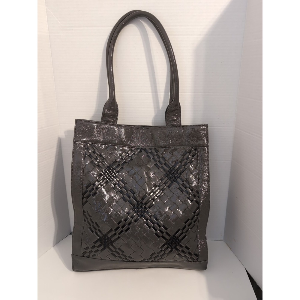 NEW HOBO International Gray Leather Weave Pattern‎ Handbag Tote